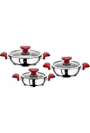 مشخصات، قیمت و خرید سرویس قابلمه استیل او ام اس 6 تیکه مدل 1034 | پیکو سنتر